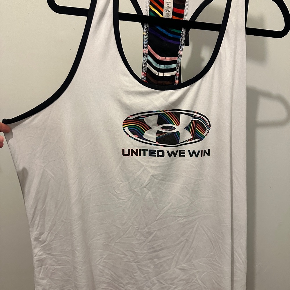 Under Armour White Tank with Vibrant Stripes